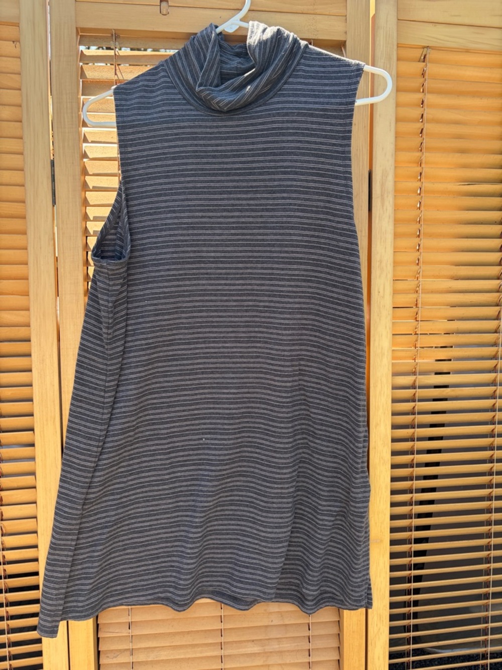 Garnet Hill Charcoal and White Striped Sleeveless Tunic